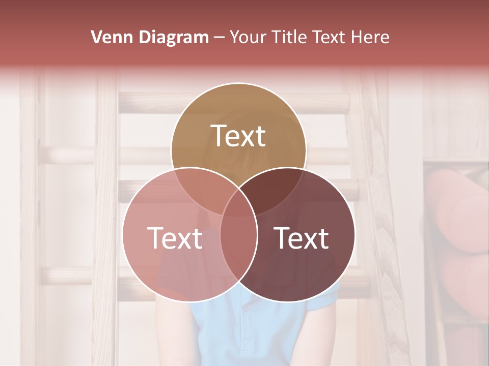 A Little Girl Sitting In Front Of A Wooden Ladder PowerPoint Template