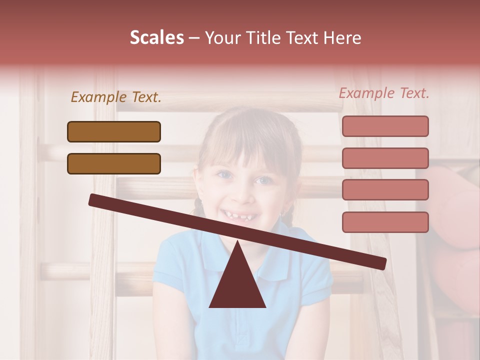 A Little Girl Sitting In Front Of A Wooden Ladder PowerPoint Template