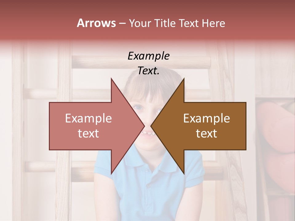 A Little Girl Sitting In Front Of A Wooden Ladder PowerPoint Template