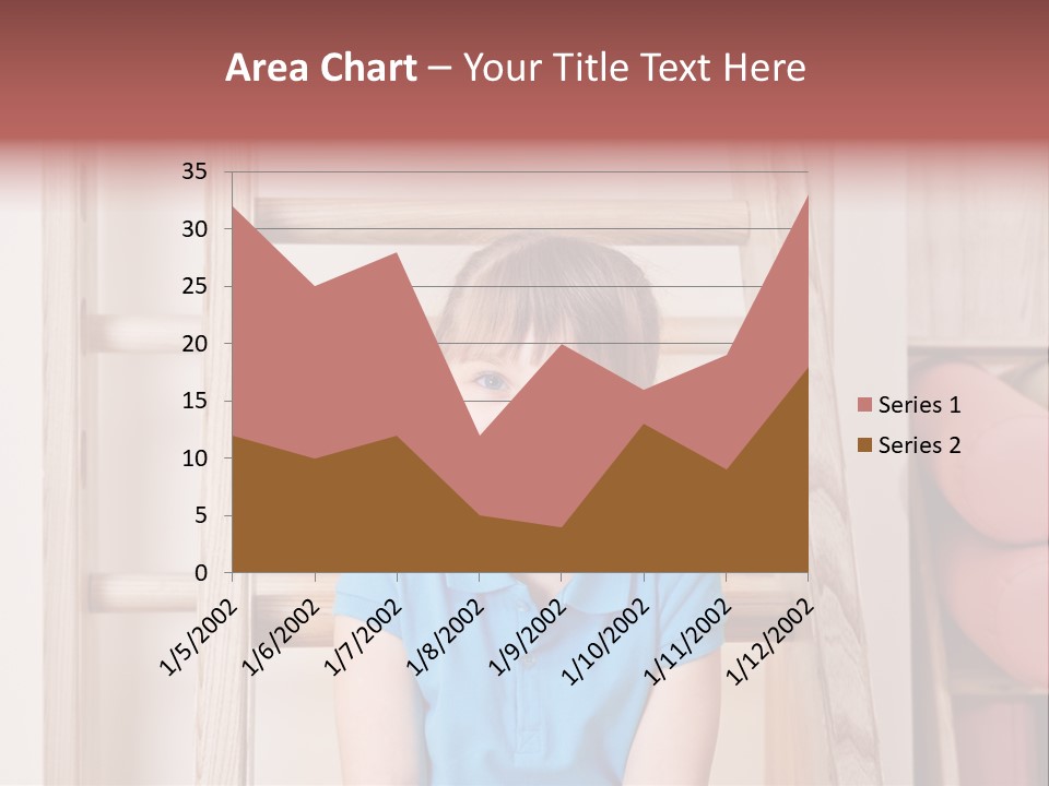 A Little Girl Sitting In Front Of A Wooden Ladder PowerPoint Template