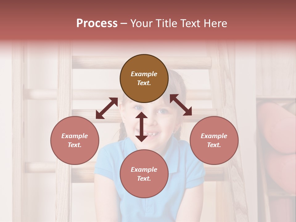 A Little Girl Sitting In Front Of A Wooden Ladder PowerPoint Template