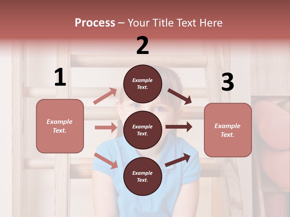 A Little Girl Sitting In Front Of A Wooden Ladder PowerPoint Template