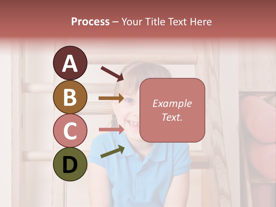 A Little Girl Sitting In Front Of A Wooden Ladder PowerPoint Template