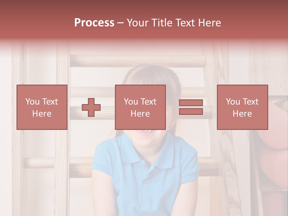 A Little Girl Sitting In Front Of A Wooden Ladder PowerPoint Template