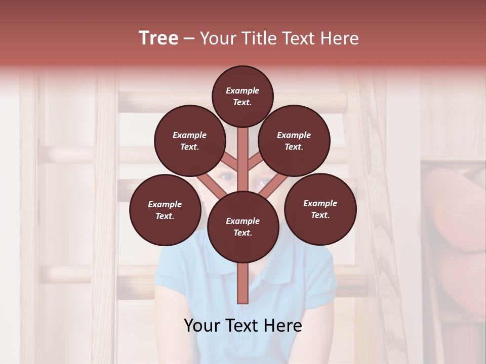 A Little Girl Sitting In Front Of A Wooden Ladder PowerPoint Template