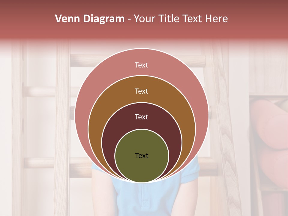 A Little Girl Sitting In Front Of A Wooden Ladder PowerPoint Template