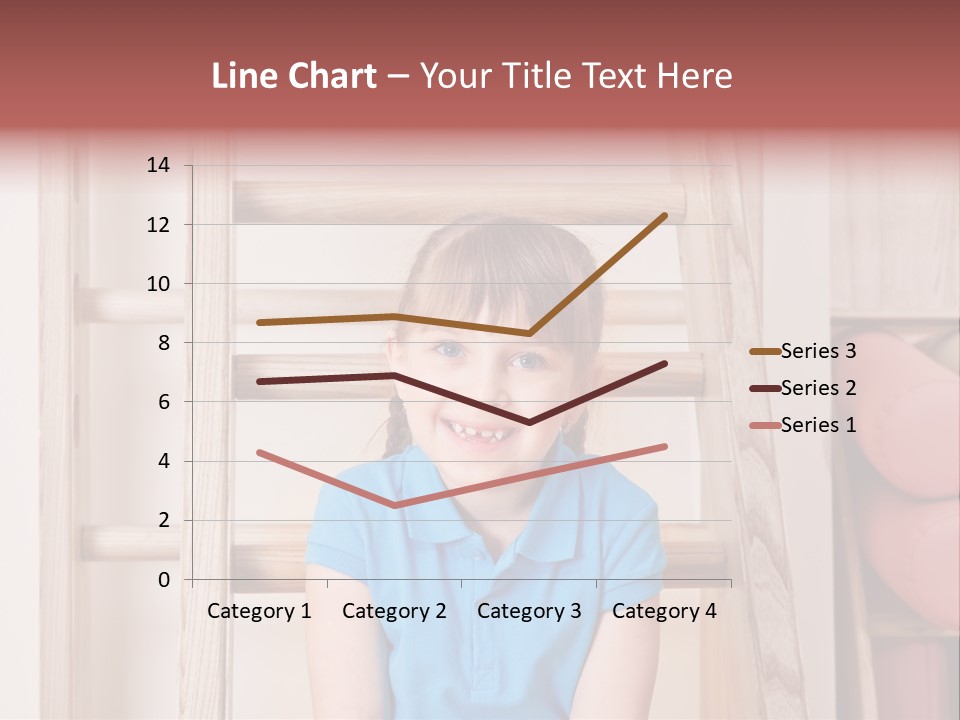 A Little Girl Sitting In Front Of A Wooden Ladder PowerPoint Template