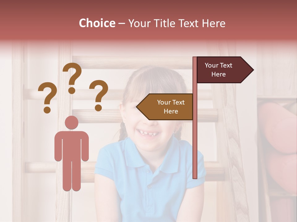A Little Girl Sitting In Front Of A Wooden Ladder PowerPoint Template