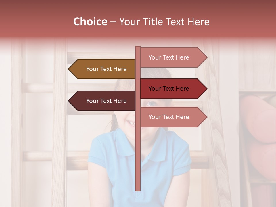 A Little Girl Sitting In Front Of A Wooden Ladder PowerPoint Template