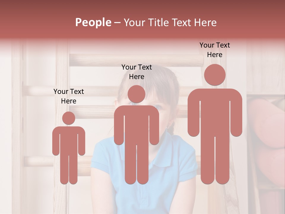 A Little Girl Sitting In Front Of A Wooden Ladder PowerPoint Template