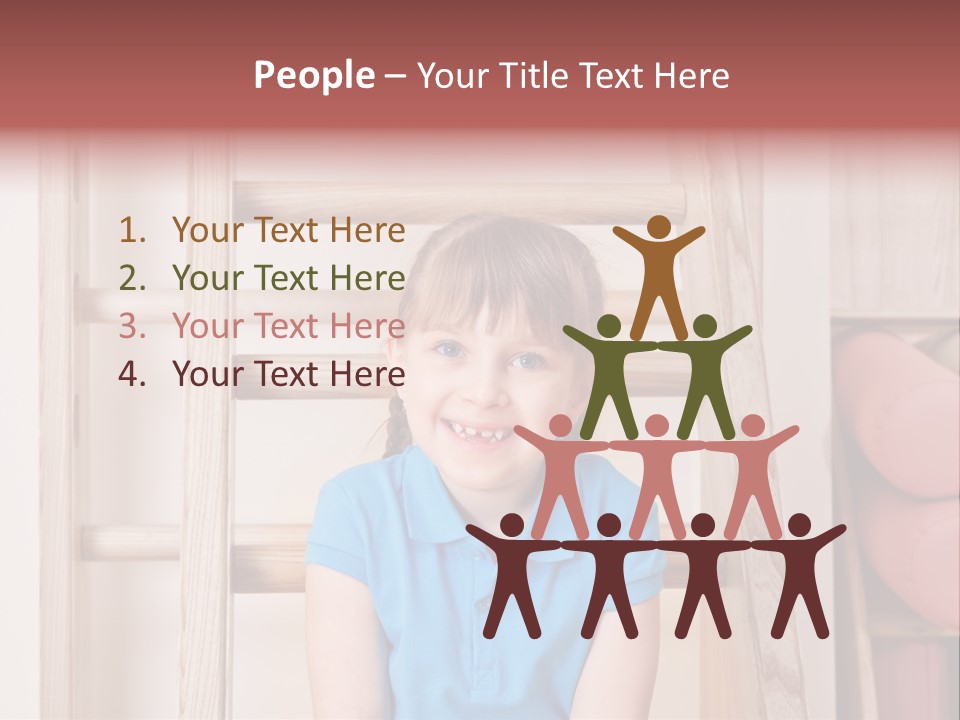 A Little Girl Sitting In Front Of A Wooden Ladder PowerPoint Template