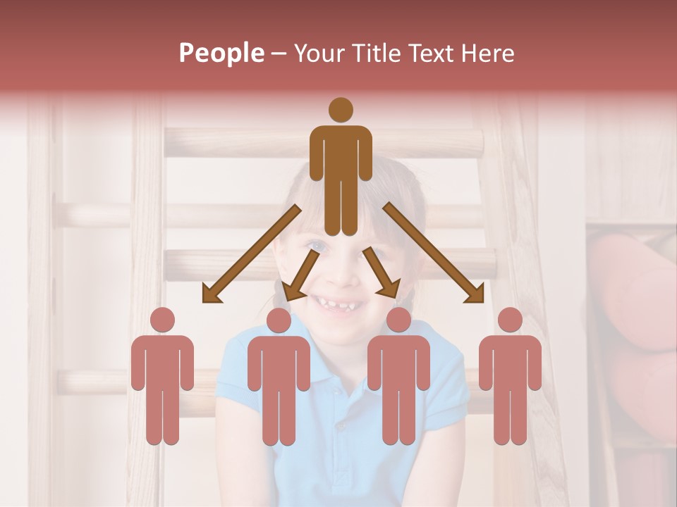 A Little Girl Sitting In Front Of A Wooden Ladder PowerPoint Template