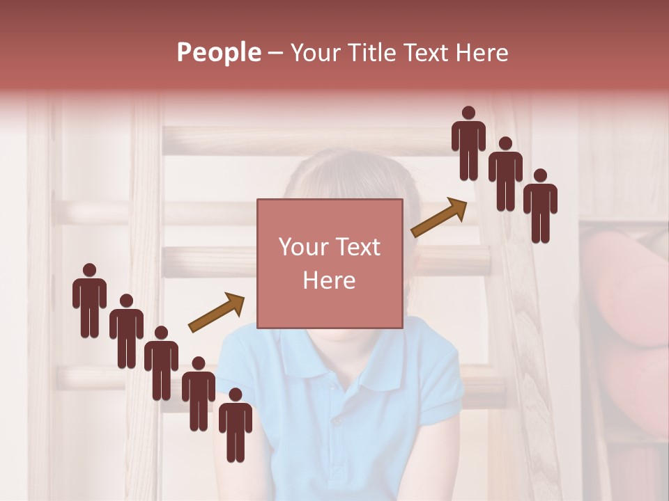 A Little Girl Sitting In Front Of A Wooden Ladder PowerPoint Template