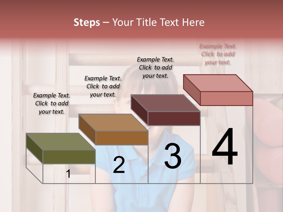 A Little Girl Sitting In Front Of A Wooden Ladder PowerPoint Template