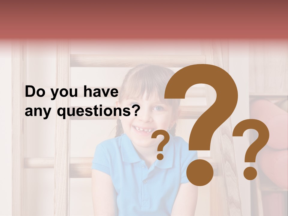 A Little Girl Sitting In Front Of A Wooden Ladder PowerPoint Template