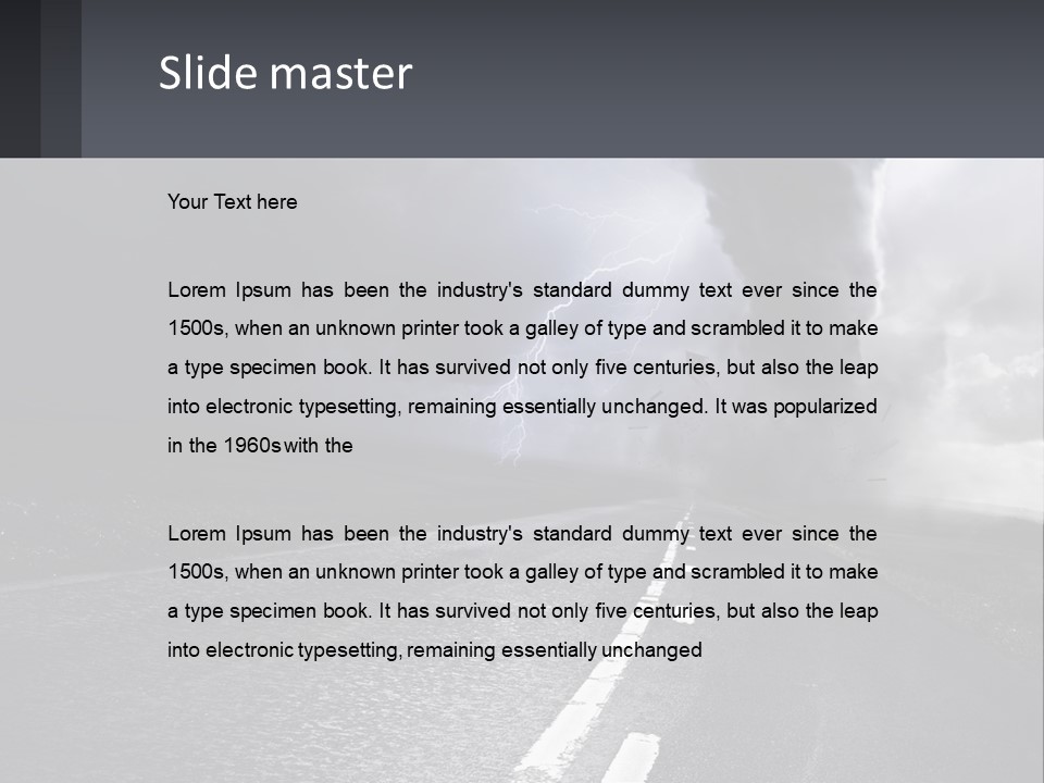 A Road With A Cloud Of Smoke And Lightning In The Background PowerPoint Template