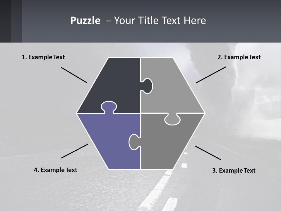 A Road With A Cloud Of Smoke And Lightning In The Background PowerPoint Template