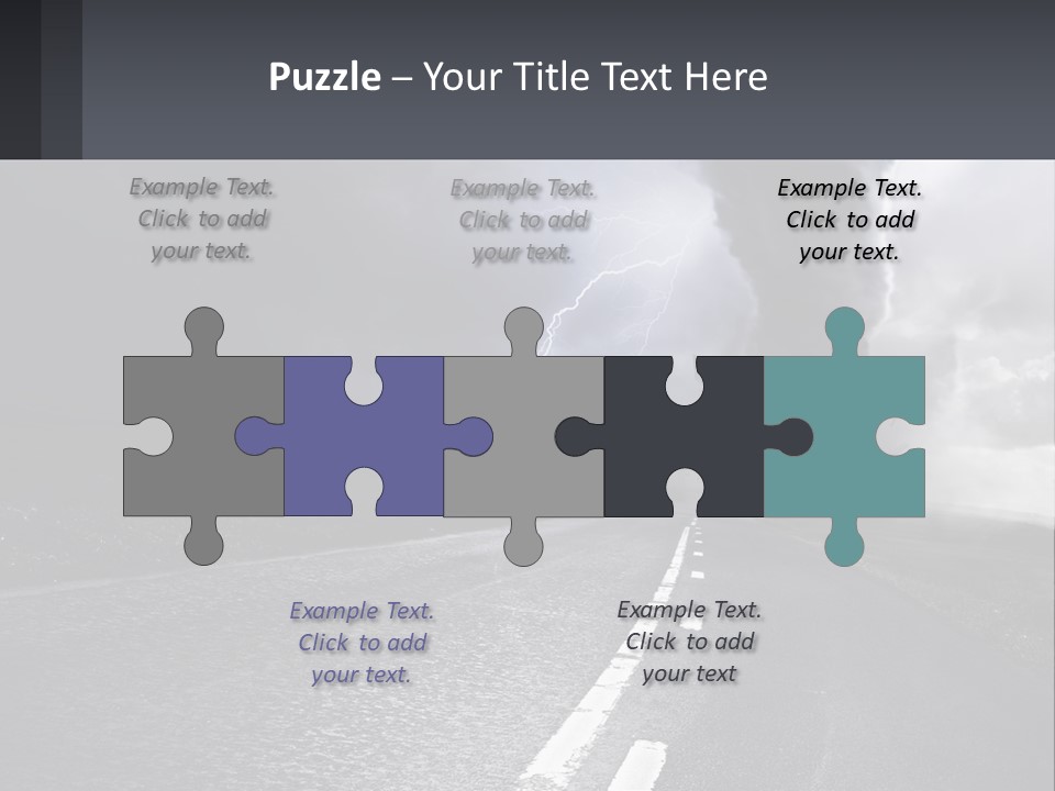 A Road With A Cloud Of Smoke And Lightning In The Background PowerPoint Template