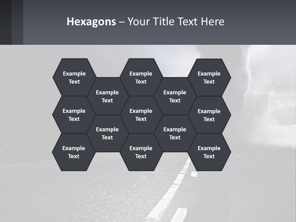 A Road With A Cloud Of Smoke And Lightning In The Background PowerPoint Template