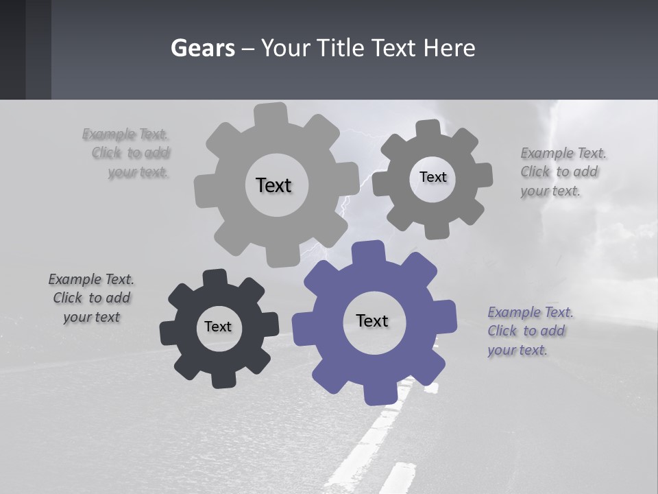 A Road With A Cloud Of Smoke And Lightning In The Background PowerPoint Template