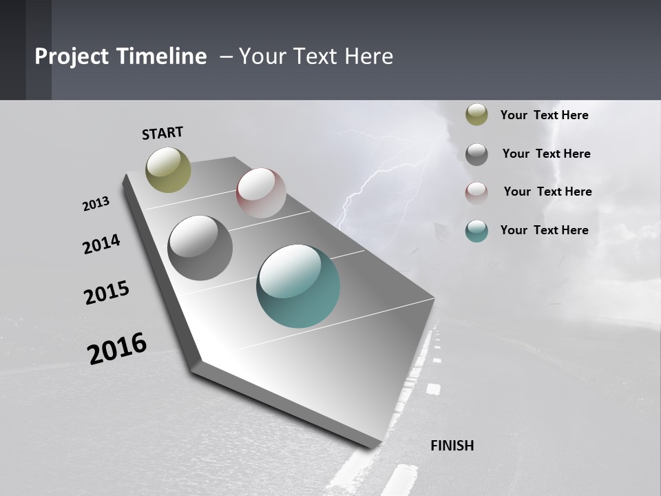 A Road With A Cloud Of Smoke And Lightning In The Background PowerPoint Template
