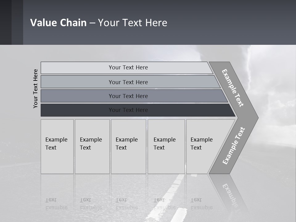 A Road With A Cloud Of Smoke And Lightning In The Background PowerPoint Template