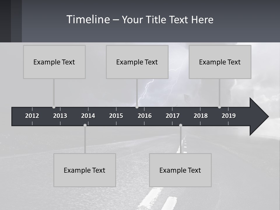 A Road With A Cloud Of Smoke And Lightning In The Background PowerPoint Template