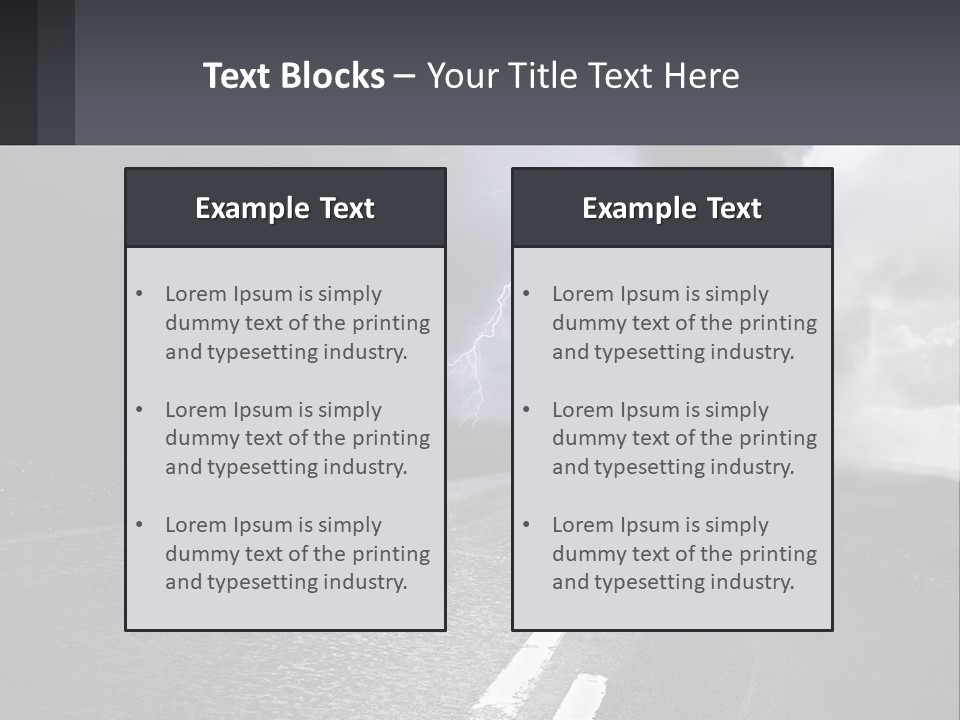 A Road With A Cloud Of Smoke And Lightning In The Background PowerPoint Template