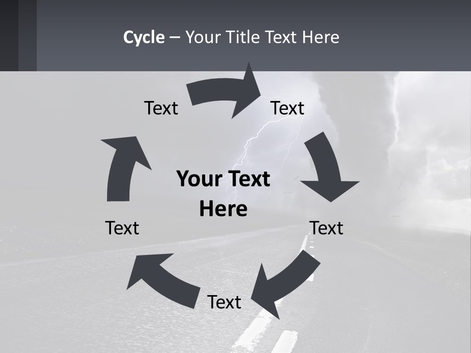 A Road With A Cloud Of Smoke And Lightning In The Background PowerPoint Template