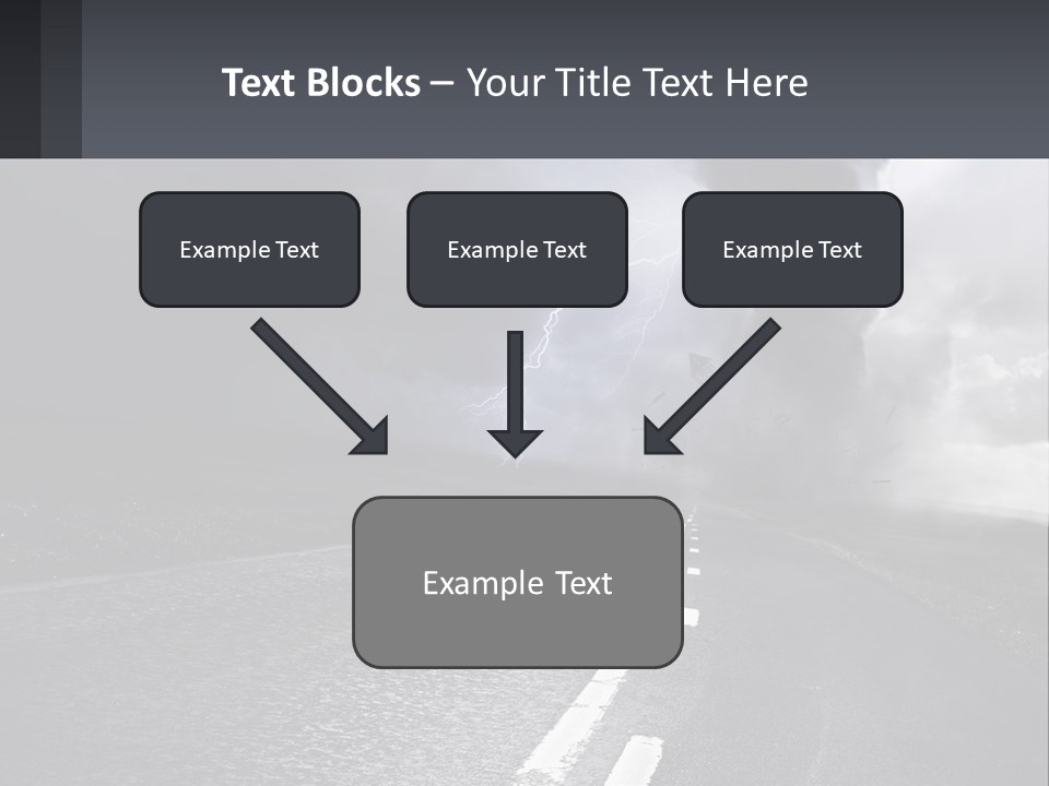 A Road With A Cloud Of Smoke And Lightning In The Background PowerPoint Template