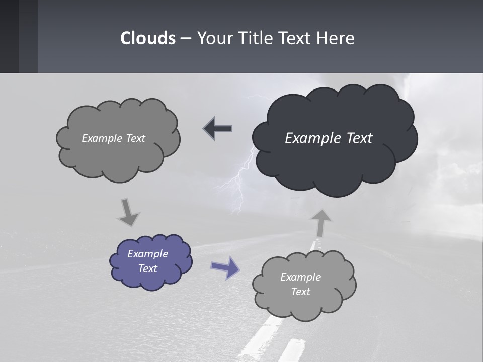 A Road With A Cloud Of Smoke And Lightning In The Background PowerPoint Template
