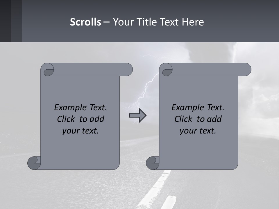 A Road With A Cloud Of Smoke And Lightning In The Background PowerPoint Template