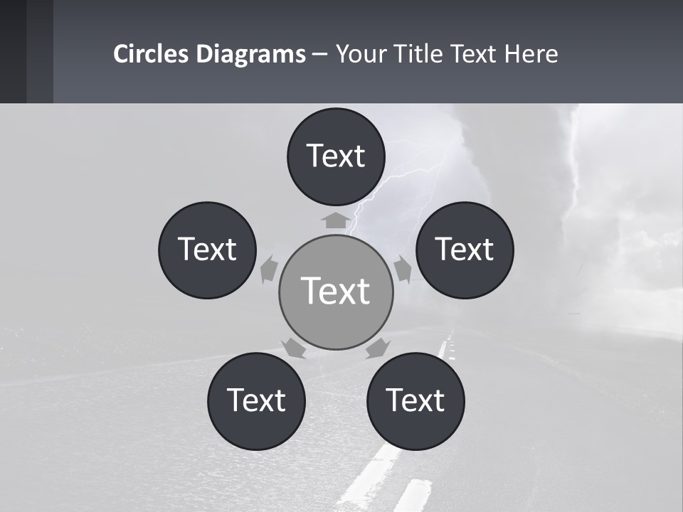 A Road With A Cloud Of Smoke And Lightning In The Background PowerPoint Template