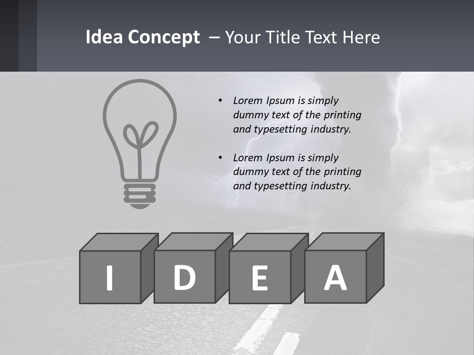 A Road With A Cloud Of Smoke And Lightning In The Background PowerPoint Template