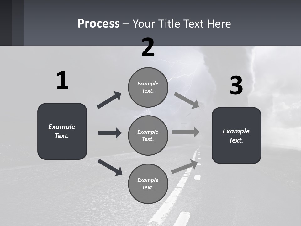 A Road With A Cloud Of Smoke And Lightning In The Background PowerPoint Template