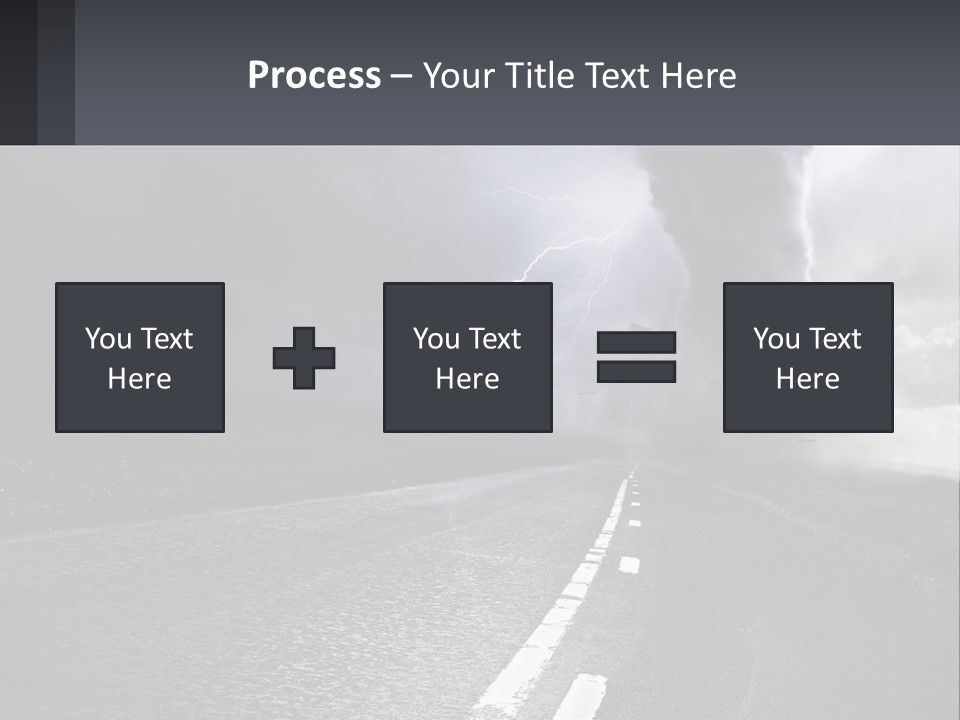 A Road With A Cloud Of Smoke And Lightning In The Background PowerPoint Template