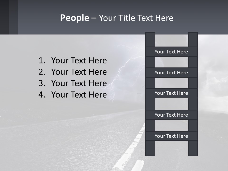 A Road With A Cloud Of Smoke And Lightning In The Background PowerPoint Template