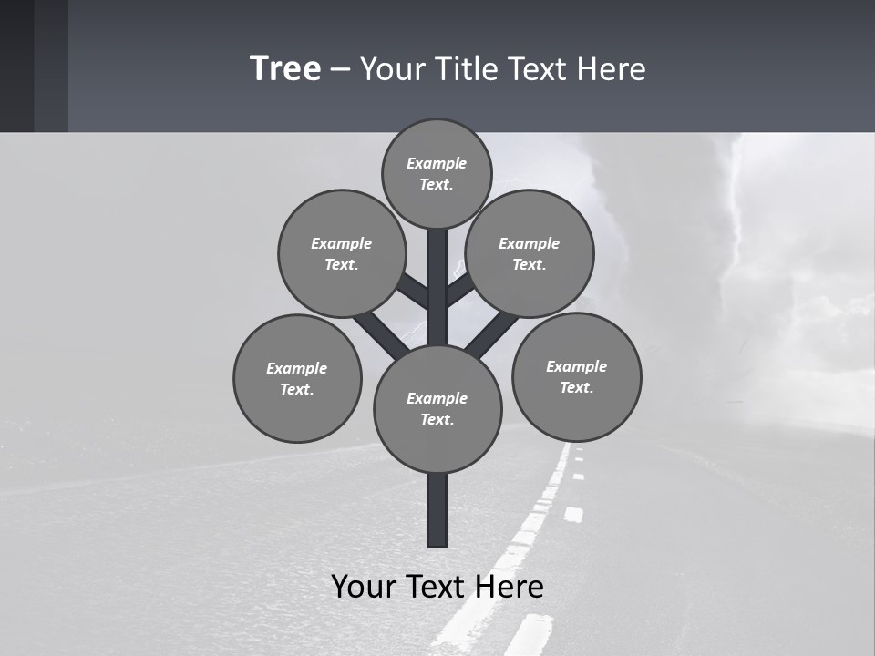 A Road With A Cloud Of Smoke And Lightning In The Background PowerPoint Template