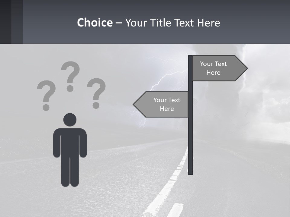 A Road With A Cloud Of Smoke And Lightning In The Background PowerPoint Template