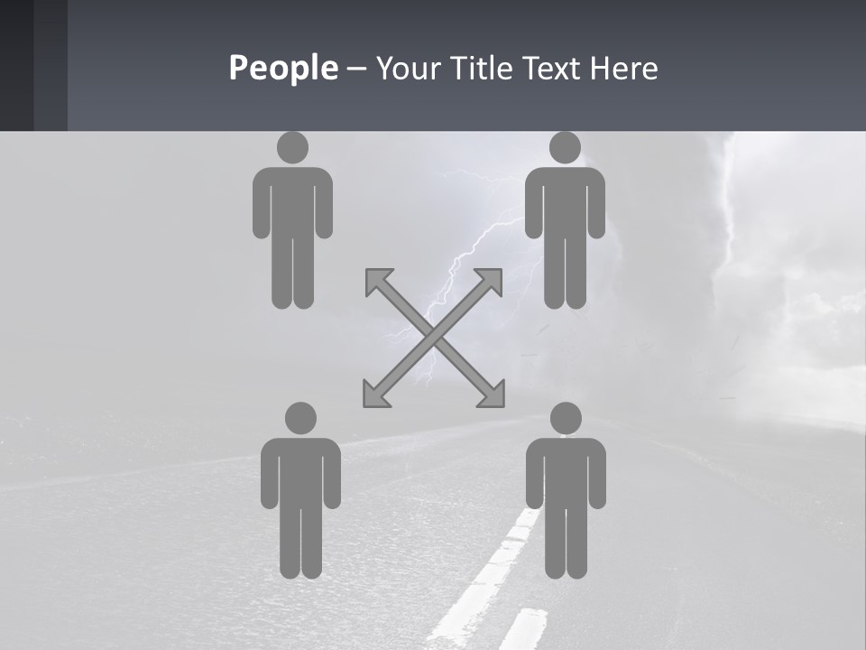 A Road With A Cloud Of Smoke And Lightning In The Background PowerPoint Template