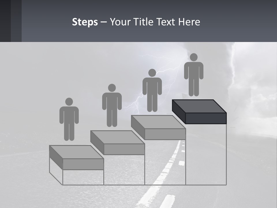 A Road With A Cloud Of Smoke And Lightning In The Background PowerPoint Template