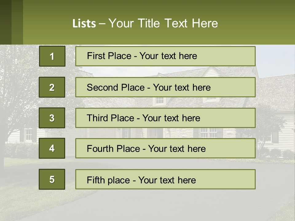 A House With A Driveway And Trees In Front Of It PowerPoint Template