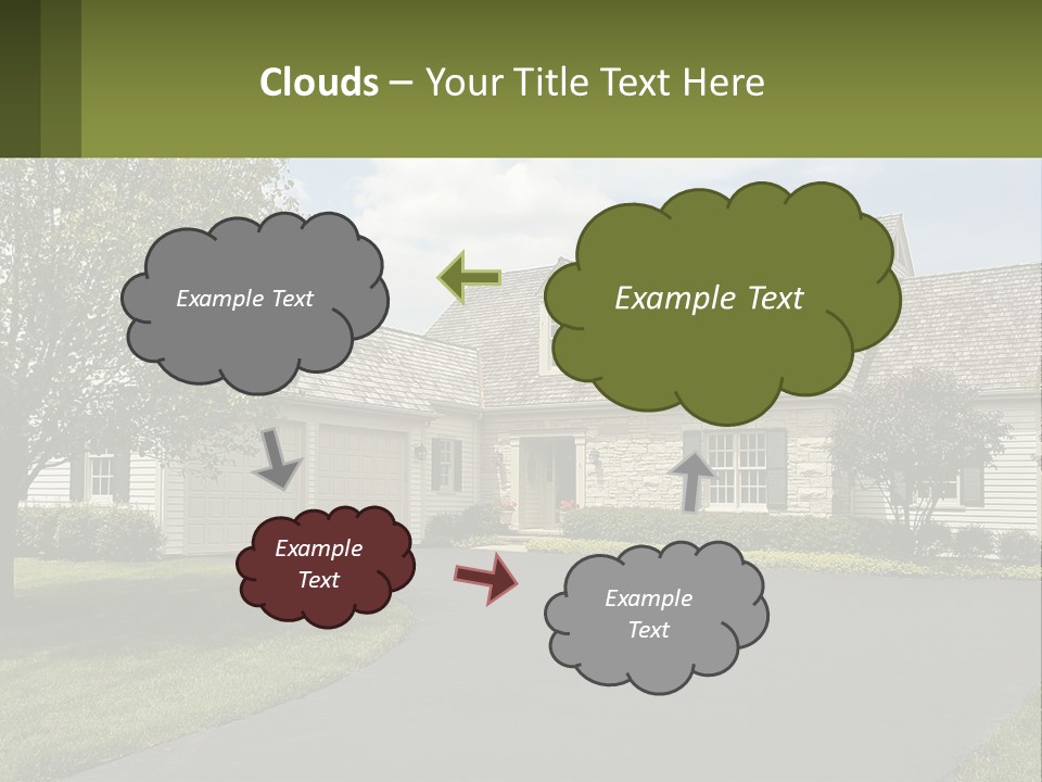 A House With A Driveway And Trees In Front Of It PowerPoint Template