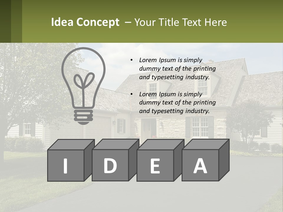 A House With A Driveway And Trees In Front Of It PowerPoint Template