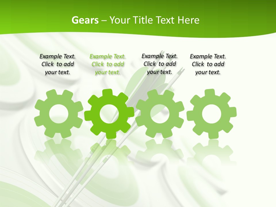 A Group Of Arrows In The Center Of A Green Background PowerPoint Template