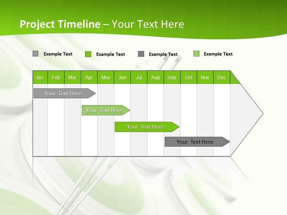 A Group Of Arrows In The Center Of A Green Background PowerPoint Template