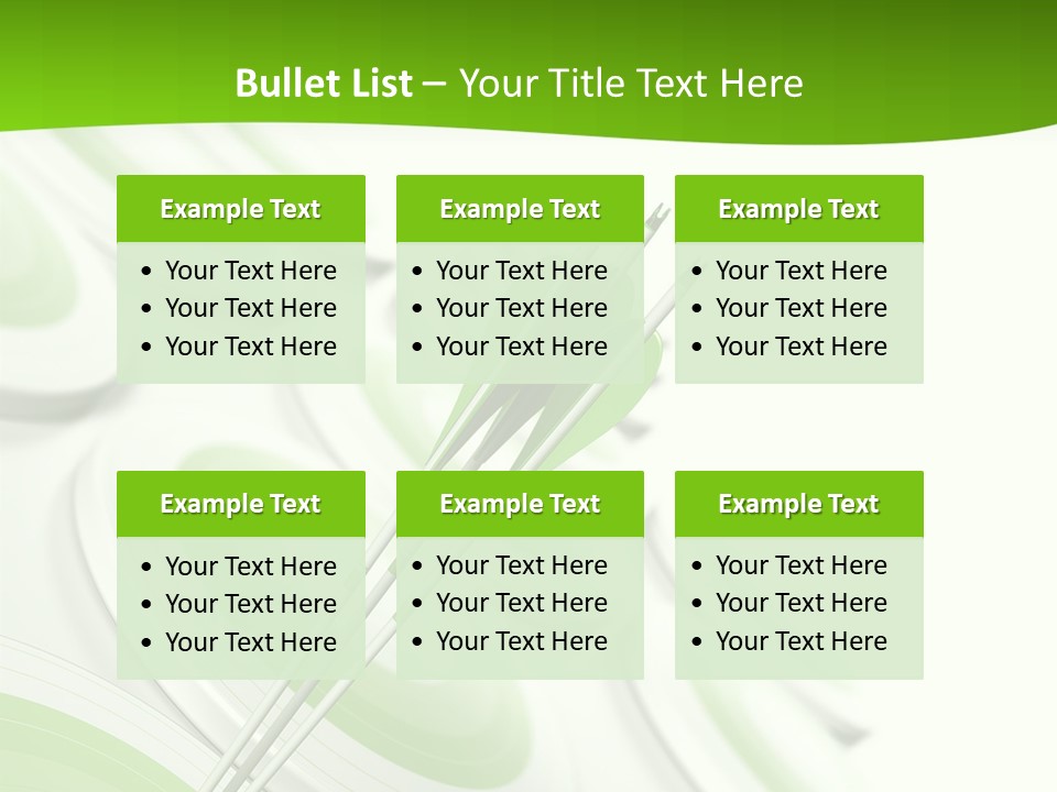 A Group Of Arrows In The Center Of A Green Background PowerPoint Template