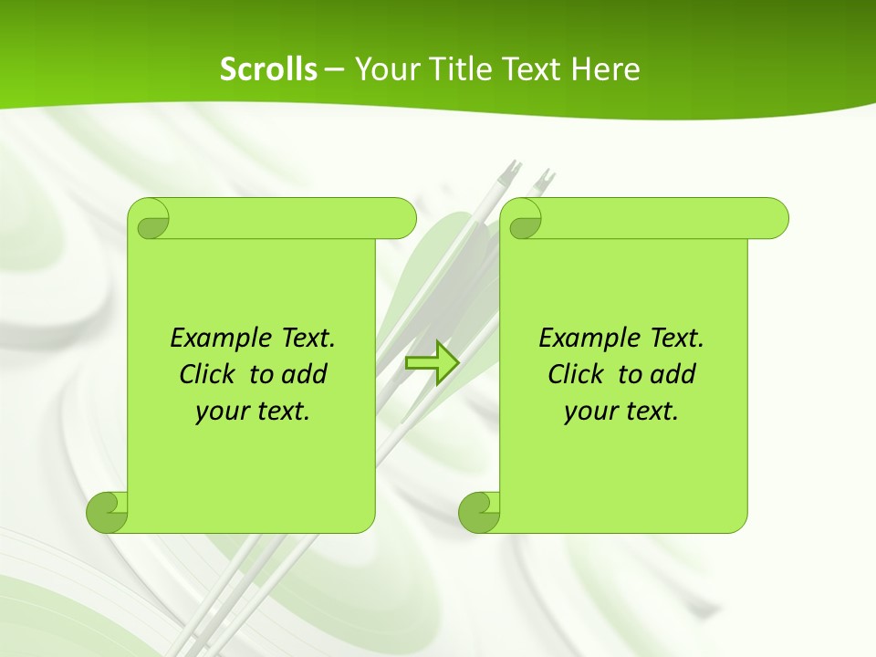 A Group Of Arrows In The Center Of A Green Background PowerPoint Template