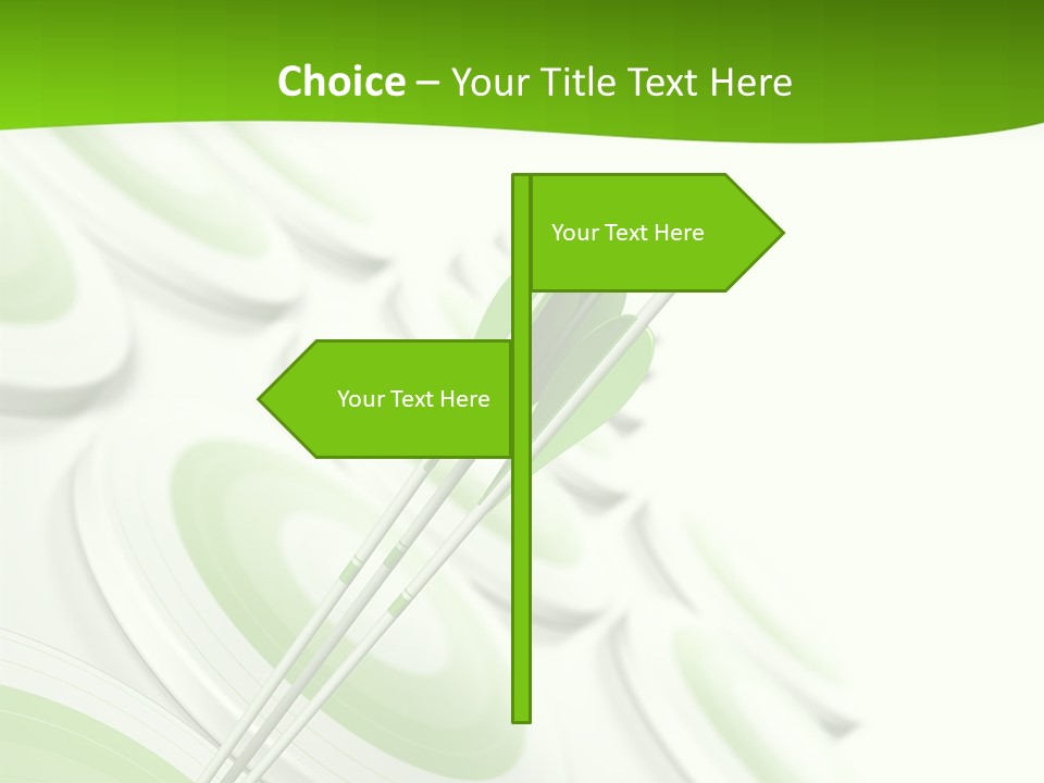 A Group Of Arrows In The Center Of A Green Background PowerPoint Template