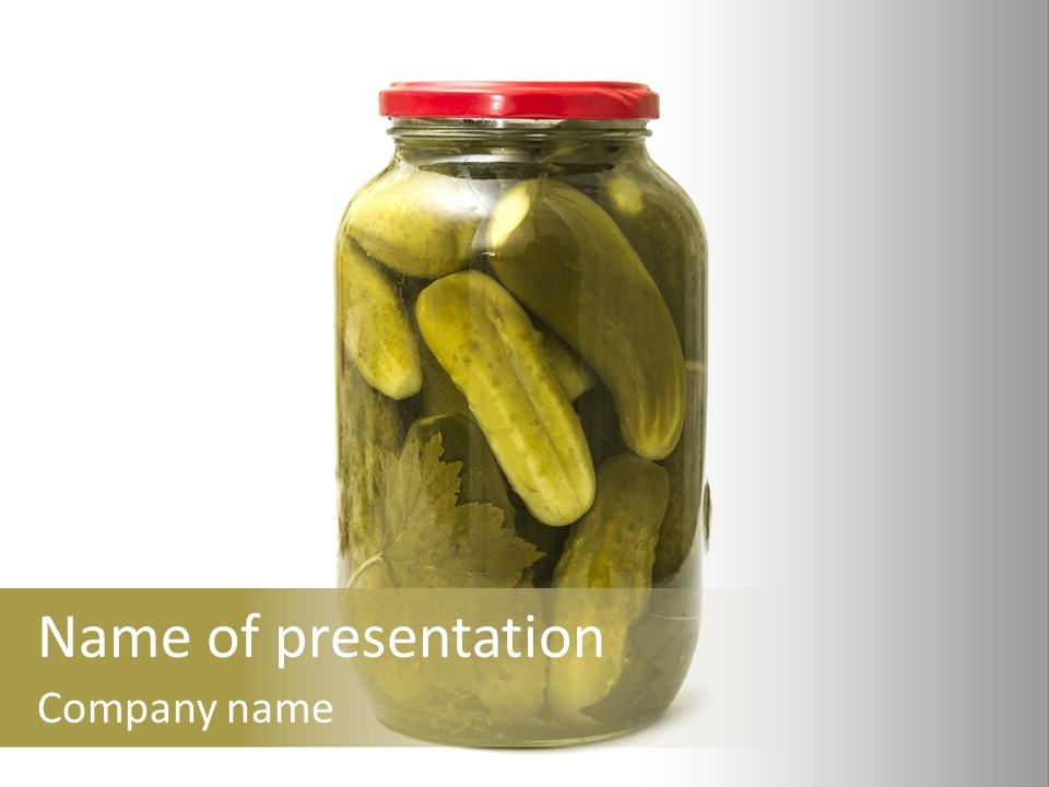 A Jar Filled With Pickles On A White Background PowerPoint Template